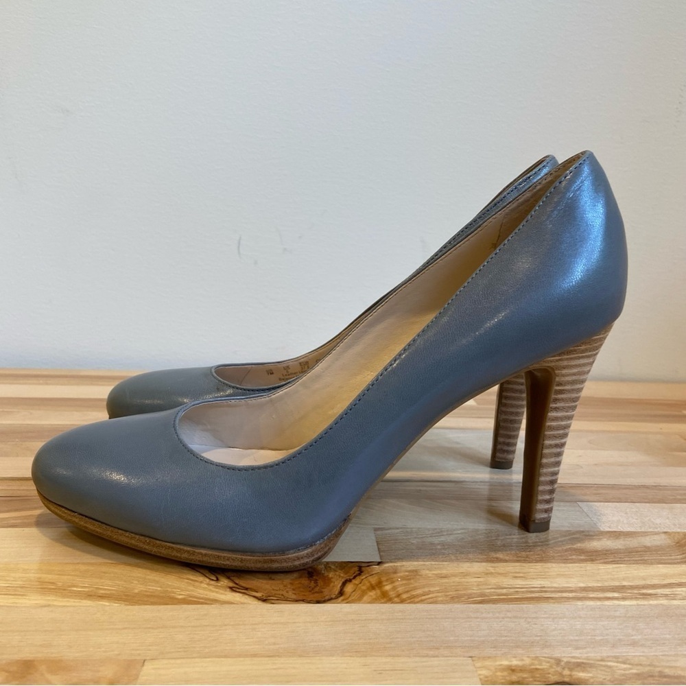 Franco Sarto Darren style leather heels blue/grey tan brown almond toe size 7.5 - Picture 16 of 16